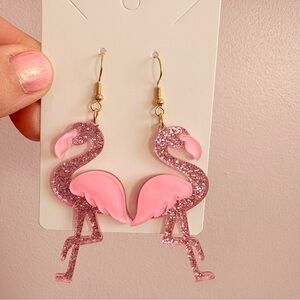 Pink Flamingo Glitter Earrings